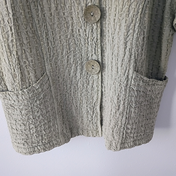 Focus 100% Cotton Crinkle Textured Button Front Jacket Natural Minimalist Coasta - Picture 4 of 7